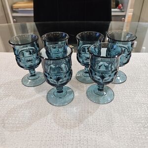 Set of 6 Mid-Century Indiana Glass King's Crown Thumbprint Cordial/Shot Glasses